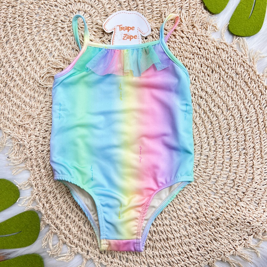 Linha Praia - Maiô com Proteção UV50+ Arco-íris - Colorido 